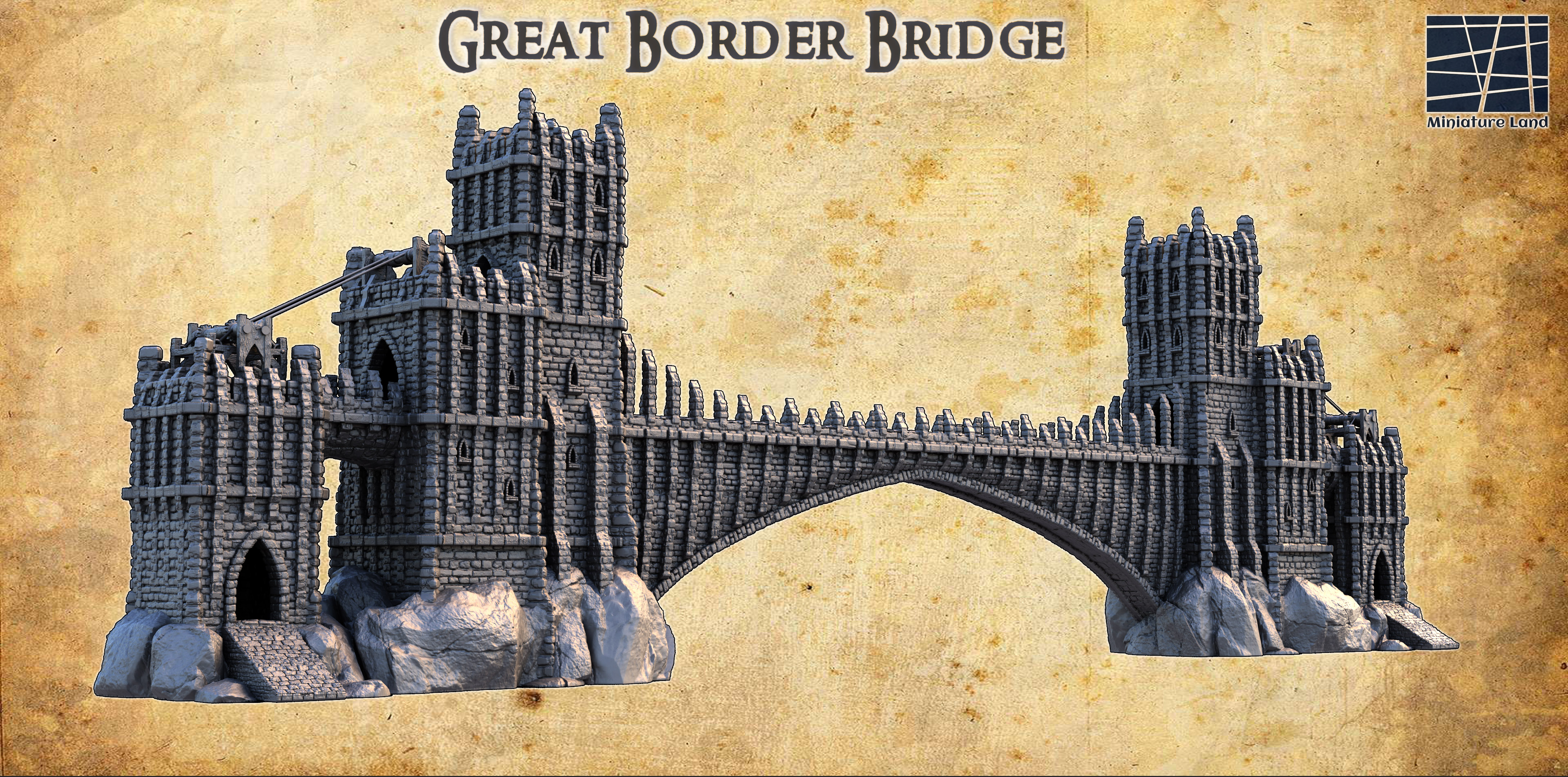 Grand Border Bridge - Tabletop Terrain - 28 MM